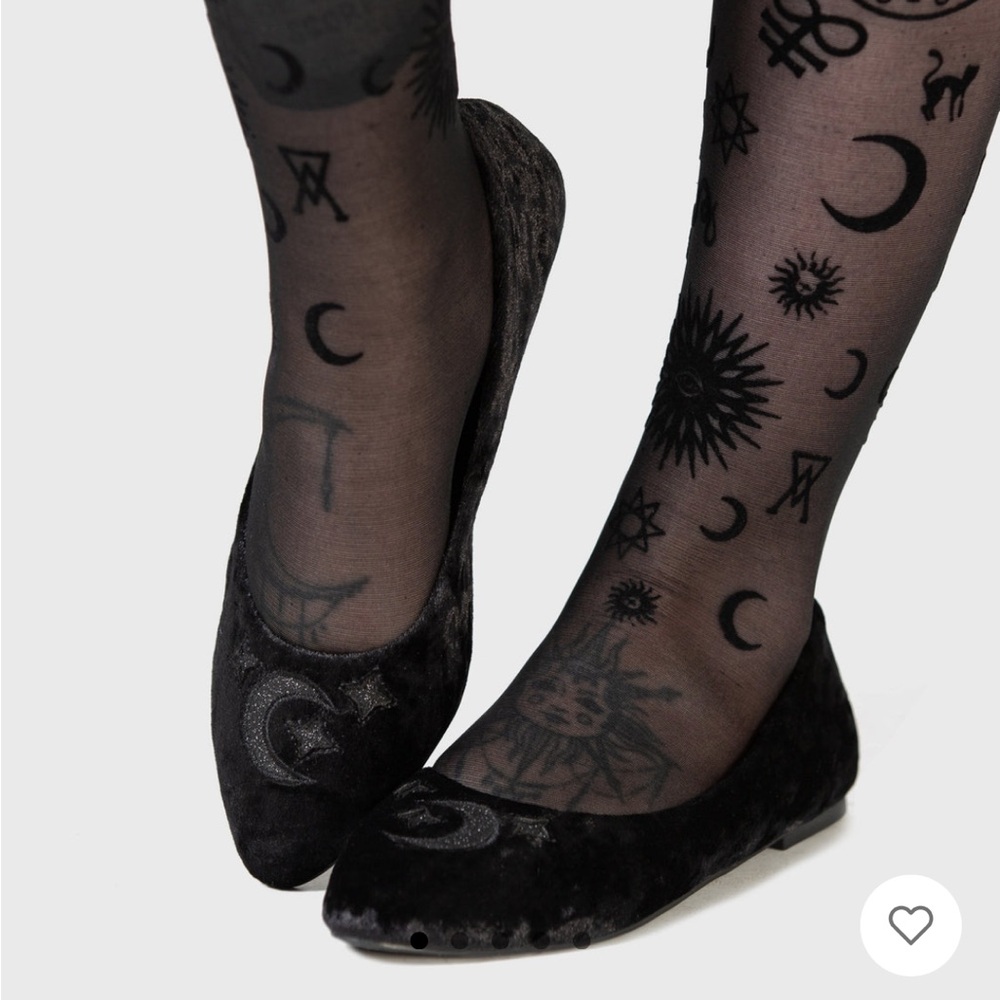 KILLSTAR LUNANITE BLACK VELVET MOON ACCENT FLATS SHOES SIZE 9